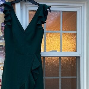 Amanda Uprichard Deep Green Ruffle Mini Dress